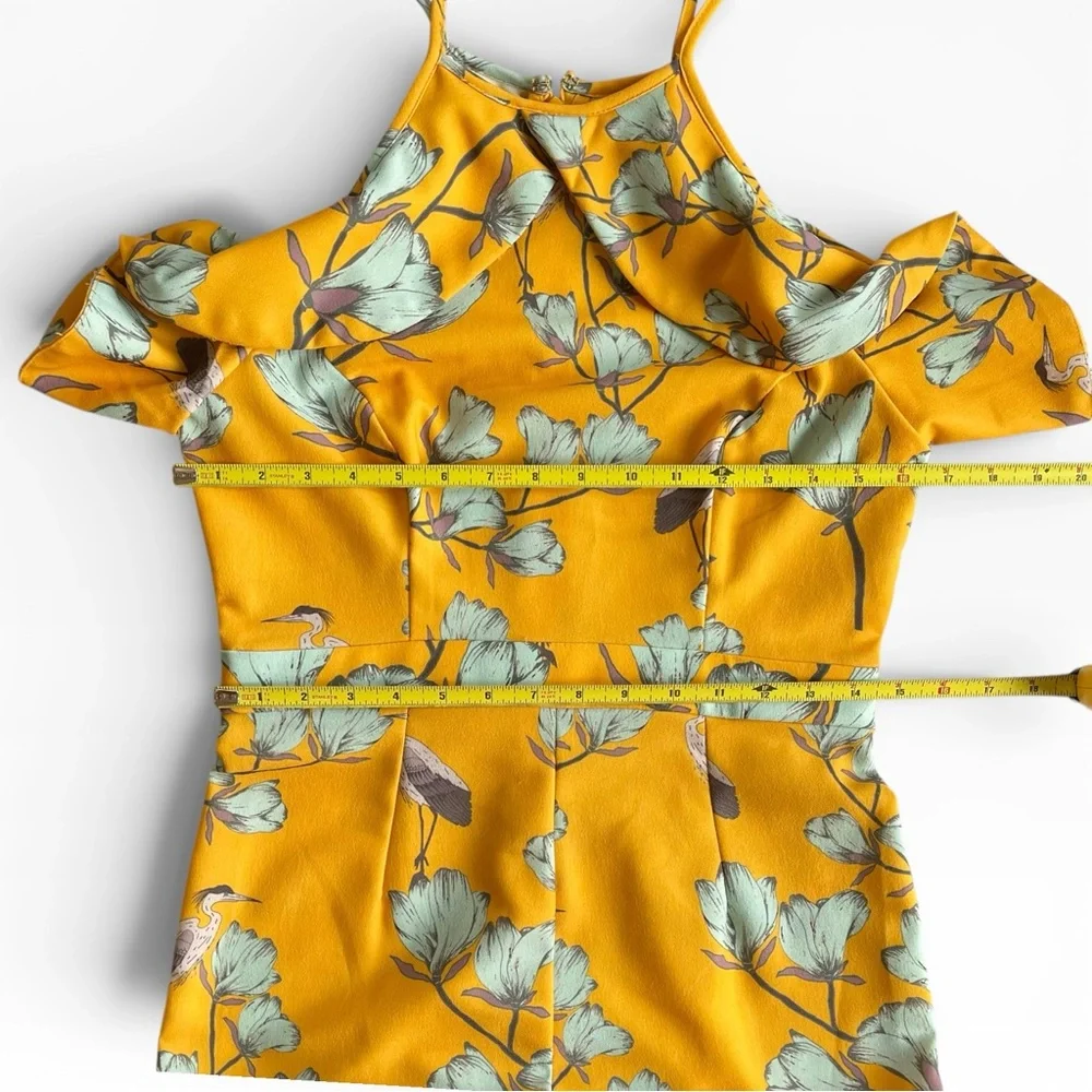 Varun Bahl Anthropologie Yellow Warbler Ruffled Crane Jumpsuit Size 6 - Picture 3 of 8